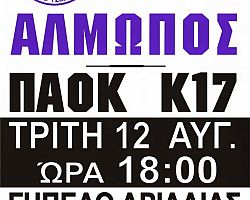 Φιλικός αγώνας του Αλμωπού με την ομάδα Κ-17 του ΠΑΟΚ