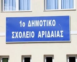 Ο Δήμαρχος Αλμωπίας κ. Δημήτρης Μπίνος στο 1ο Δημοτικό σχολείο Αριδαίας, μετά από πρόσκληση των μαθητών