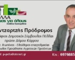 Ο Παντζαρτζής Πρόδρομος υπ. δημοτικός σύμβουλος με τον Συνδυασμό “Πέλλα, Δήμος για Όλους”του Στάθη Καστερίδη