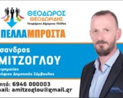 Ο Αμιτζόγλου Λύσανδρος υπ. Δημοτικός Σύμβουλος με τον Συνδυασμό «Πέλλα Μπροστά»