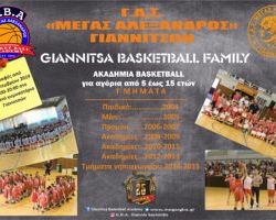 Ξεκίνησαν οι εγγραφές στην Ακαδημία BASKETBALL  “Μέγας Αλέξανδρος”
