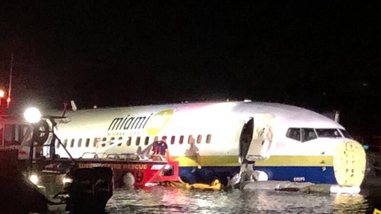 Boeing βγήκε από το διάδρομο προσγείωσης και κατέληξε σε ποτάμι