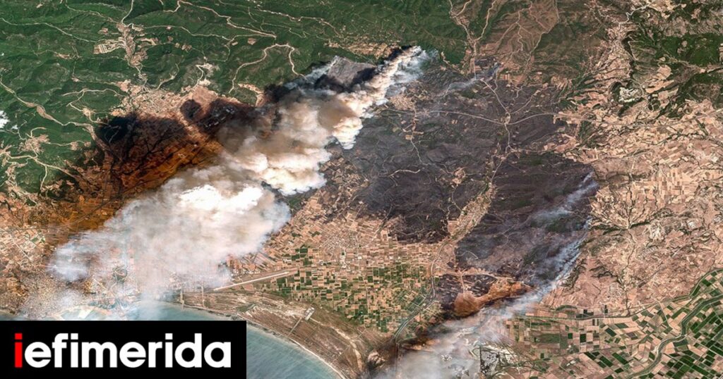 Φωτιά στην Αλεξανδρούπολη: Δορυφορικές φωτογραφίες αποκαλύπτουν το μέγεθος της καταστροφής